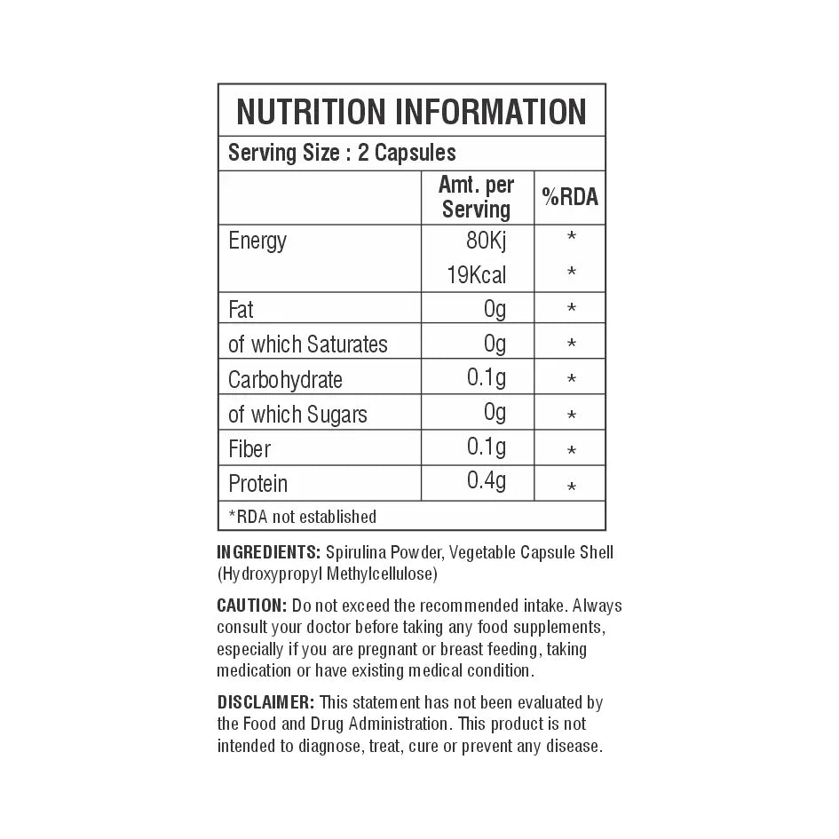 Spirulina Capsules+ - Earthvya